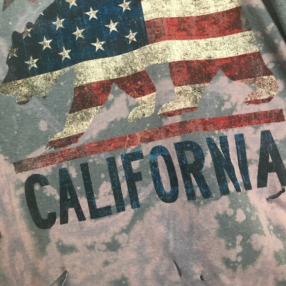 one of a kind • bleach dye-distressed california t - Picture 4 of 7